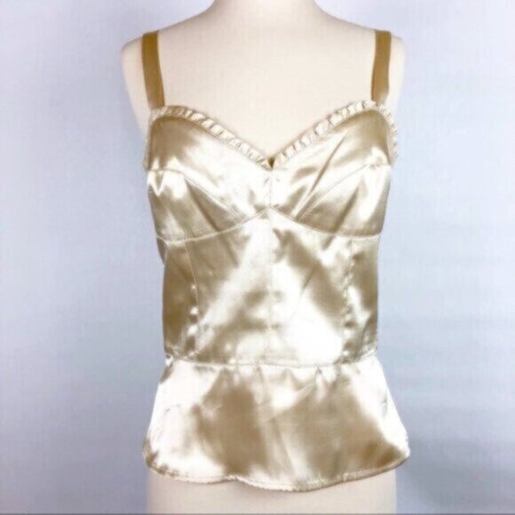 Nicole Miller | Women's Cream Side Zipper & Ruffle Detail Top Size 4 - Picture 2 of 6